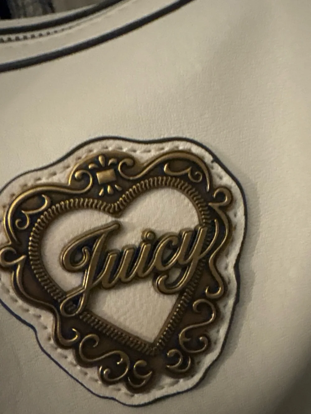 Juicy Couture Cream Heart Emblem Hobo with Gold Accents
